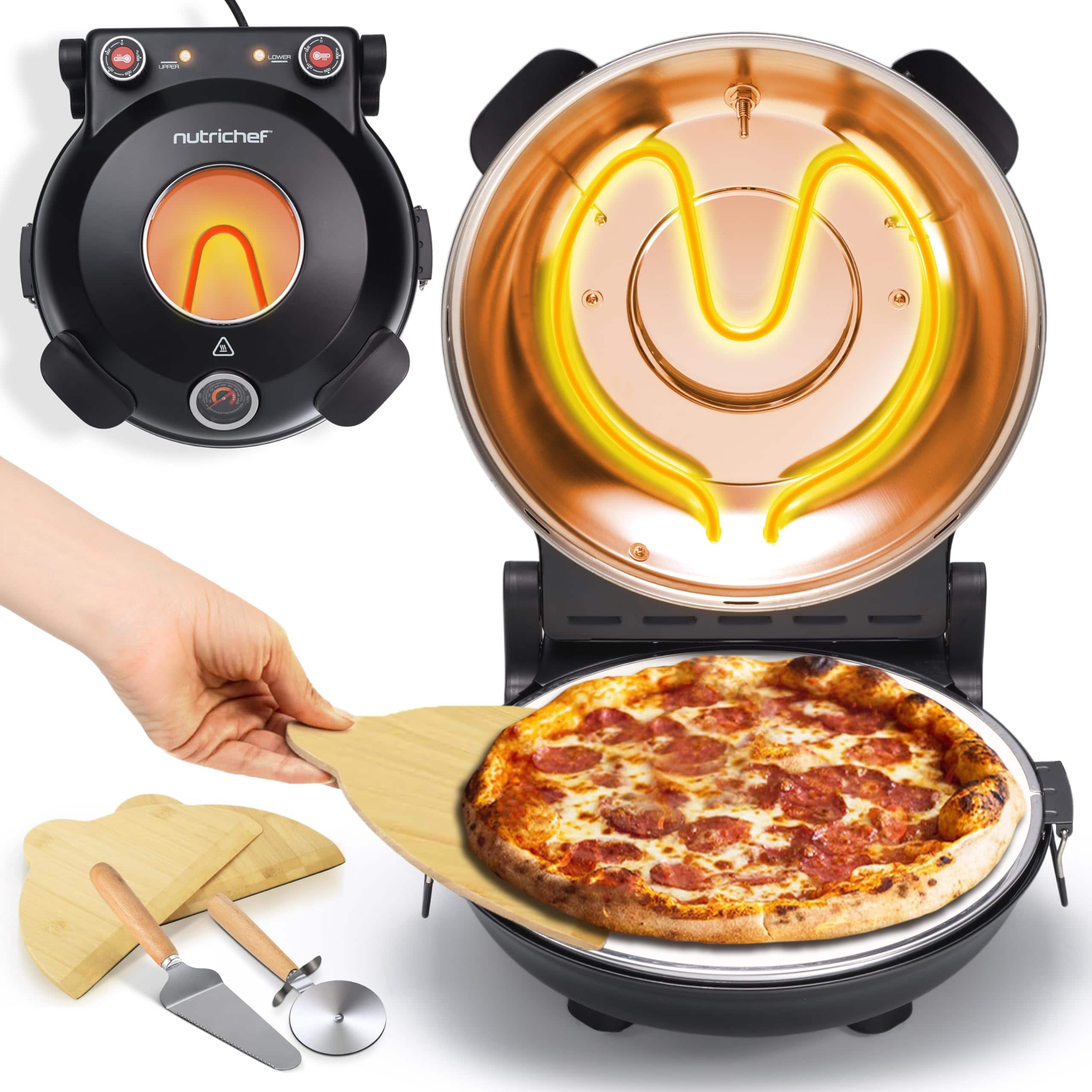 NutriChef - Electric Pizza Oven | 12 Inch - Black