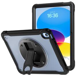 Dteck - Shockproof Case for Apple iPad (A16) 11" 2025 with Strap, Heavy Duty Kickstand Protective Cover, VESA Mount Compatible - Clear