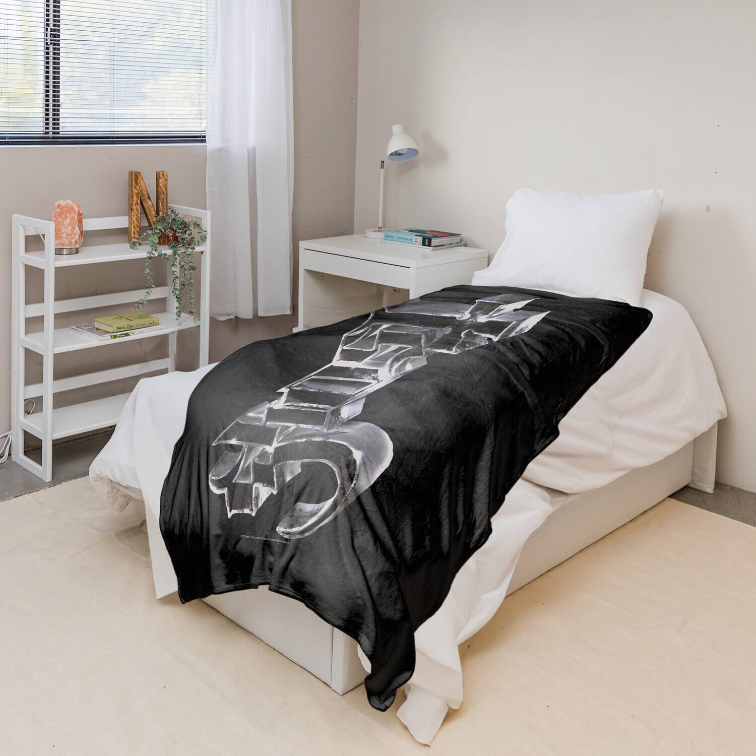 Alt View 2. PopMarket - Ghost - Rocksax - Ghost - Chrome Logo - Sherpa Fleece Blanket (60 in x 80 in) - Multicolor.