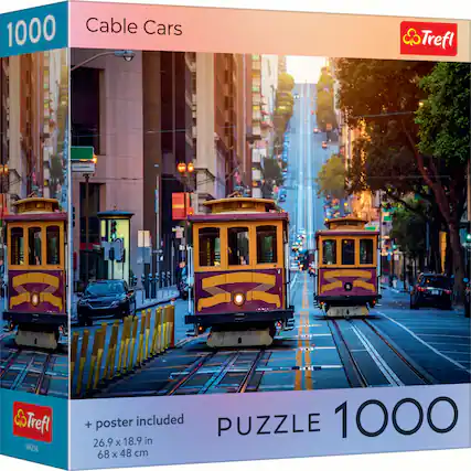1000 Cable Cars
Trefl
99256
+ poster included
26.9 x 18.9 in
68 x 48 cm
PUZZLE 1000