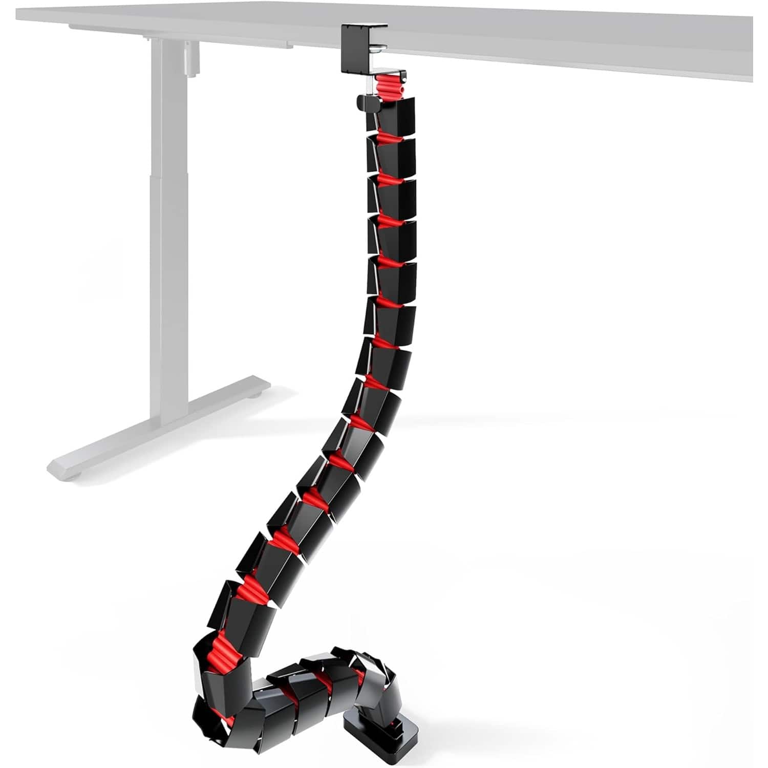 PARKER SLATER - Under Desk Cable Management Spine, Clamp-On Adjustable Cord Organizer with 20 Vertebrae – - Red