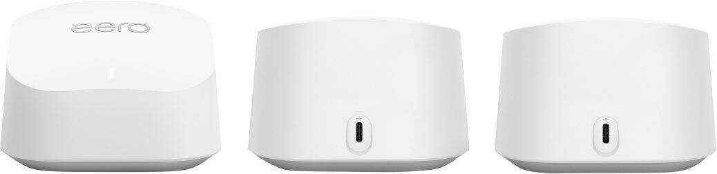 Front. eero - eero 6+ mesh wifi system, 3 pk - White.