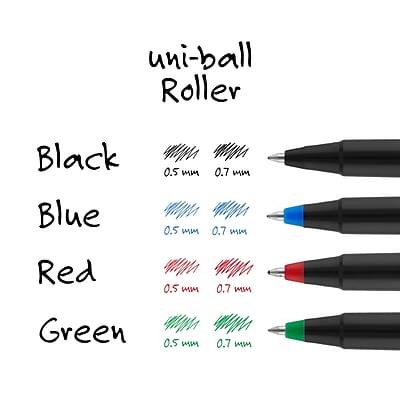 uni-ball Roller

Black
0.5 mm 0.7 mm

Blue
0.5 mm 0.7 mm

Red
0.5 mm 0.7 mm

Green
0.5 mm 0.7 mm