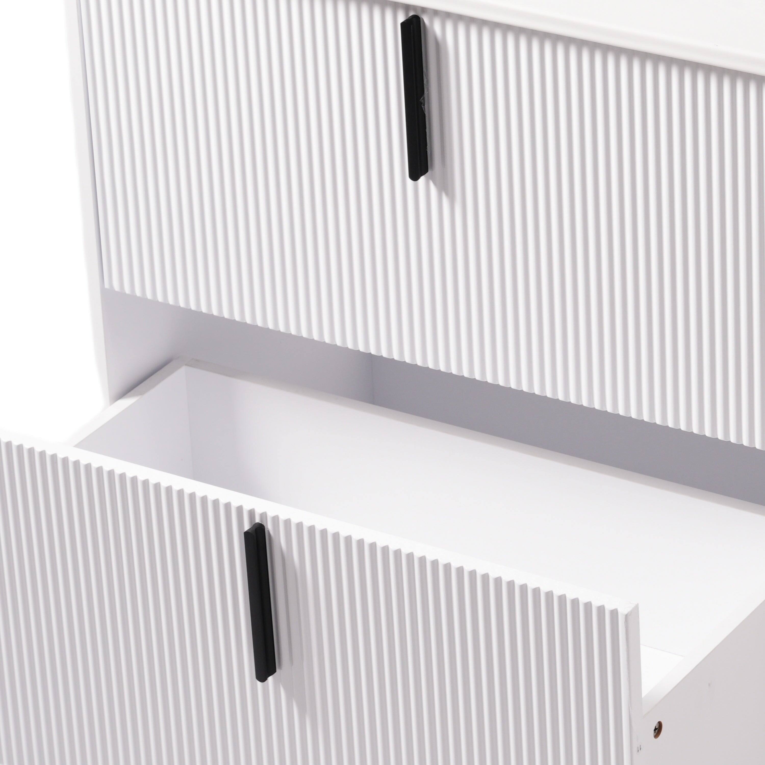 Angle. Boyel Living - 30 Inch Bathroom Vanity with Ceramic Sink Full Extension Drawers Soft Close Fluted Design White - White.