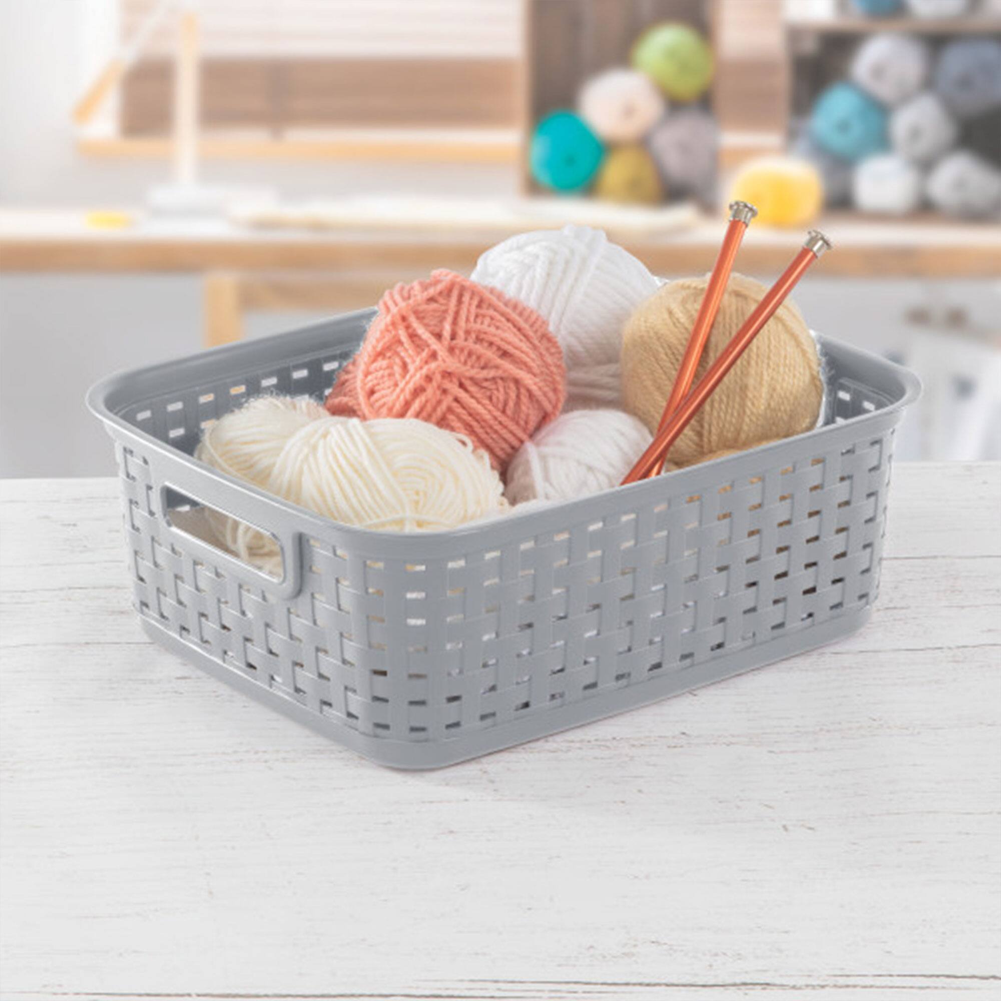 Alt View 3. Sterilite - Sterilite Short Weave Wicker Pattern Storage Container Basket, Gray (6 Pack).