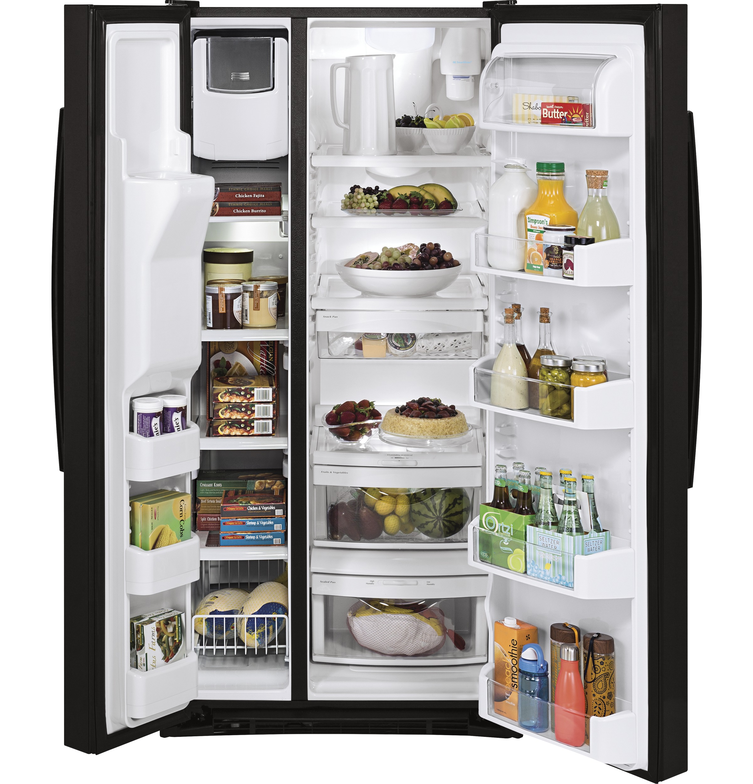GE 22.5 Cu. Ft. Side-by-Side Refrigerator with Thru-the-Door Ice and ...