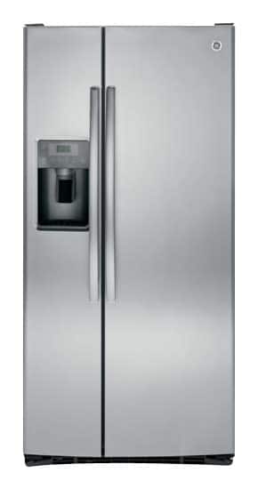 Ge 23 2 Cu Ft Side By Side Refrigerator With Thru The Door Ice And Water Stainless Steel Gss23hshss Best Buy