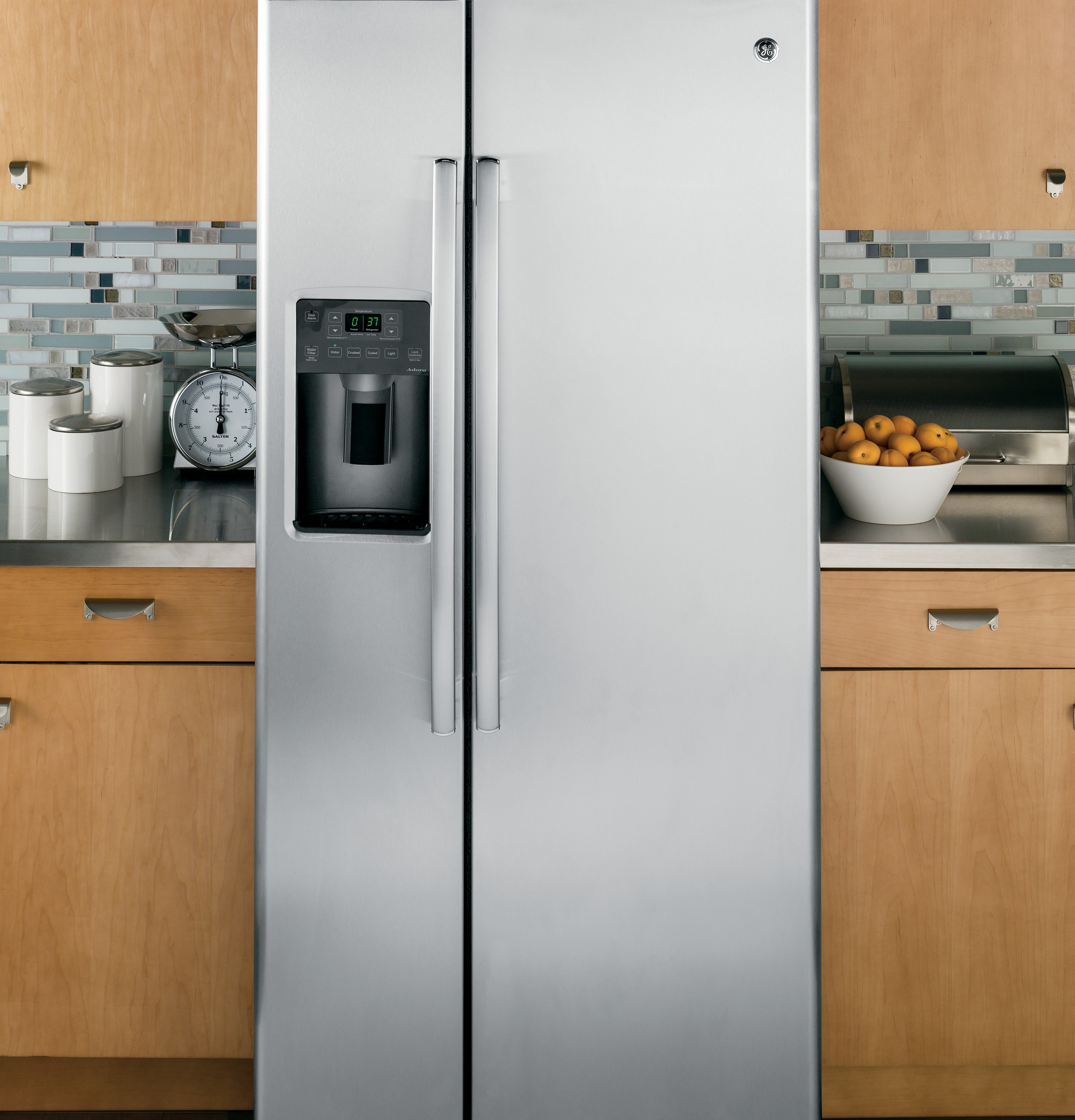 Best Buy: GE 23.2 Cu. Ft. Side-by-Side Refrigerator with Thru-the-Door 23.2 Cu. Ft. Side By Side Refrigerator In Stainless Steel