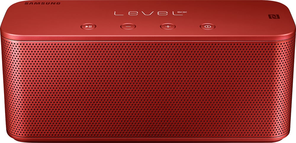 Front. Samsung - Level Box Mini Wireless Bluetooth Speaker - Red.