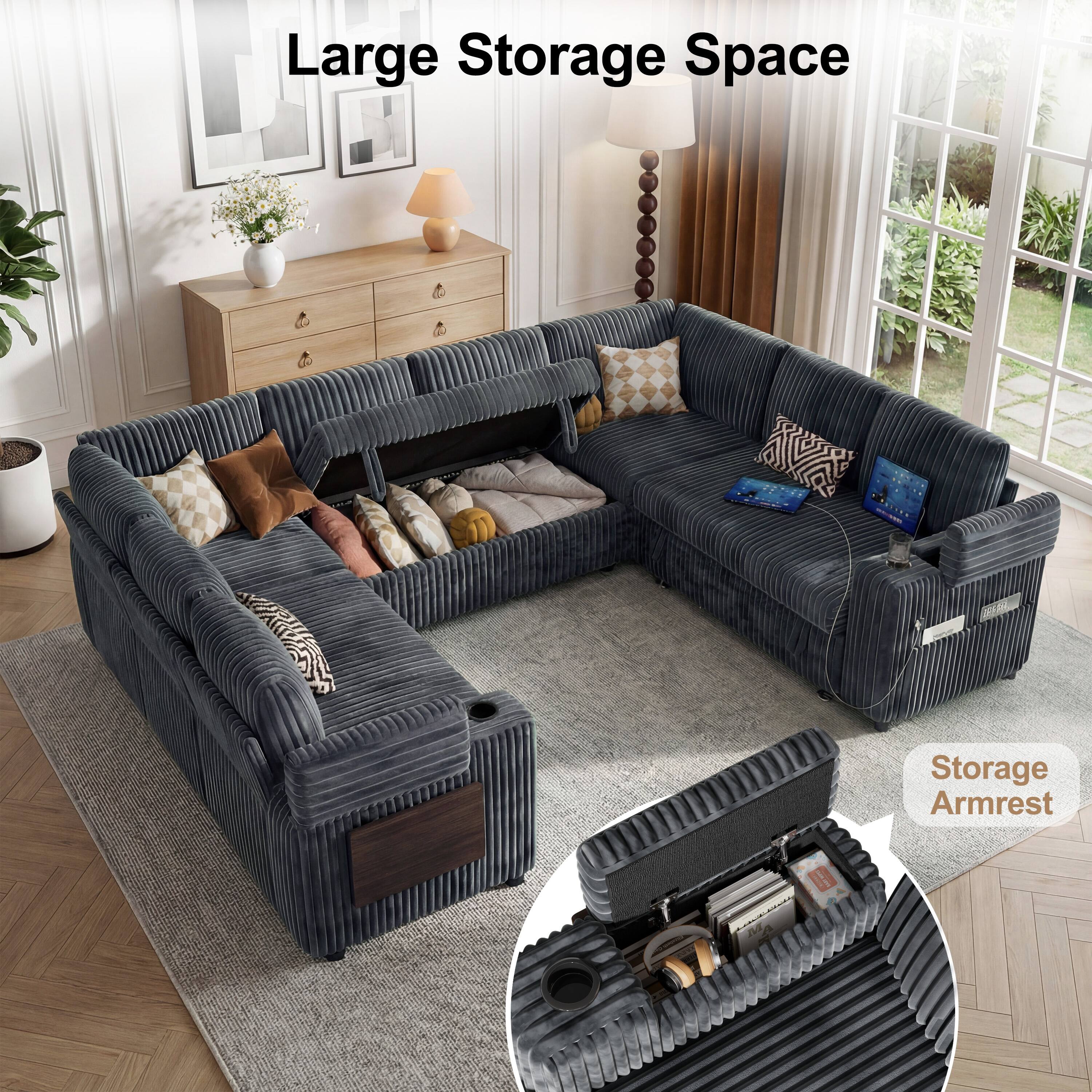 Large Storage Space  
1 Storage Armrest