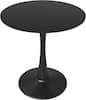 Front. LeisureMod - Bristol 24 Inches Round Dining Table with MDF/Stone Accent Café Table & Sturdy Steel Black Pedestal Base - MDF - Black.