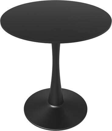 Front. LeisureMod - Bristol 24 in. Round Dining Table – Modern MDF Top Accent Café Table & Sturdy Steel Black Pedestal Base - Black.