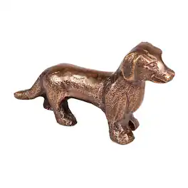 Mind Reader - Dachshund Figurine, Desk or Bookshelf Home Decor, Cast Aluminum, Antique Brass Finish - Bronze