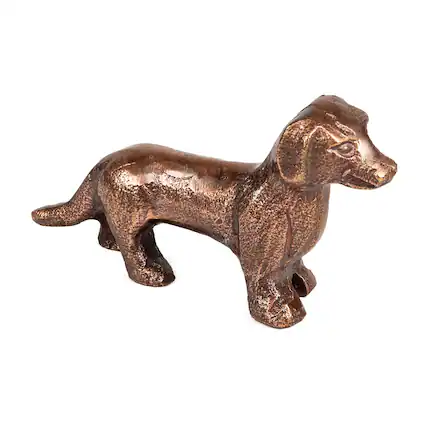 Front. Mind Reader - Dachshund Figurine, Desk or Bookshelf Home Decor, Cast Aluminum, Antique Brass Finish - Bronze.
