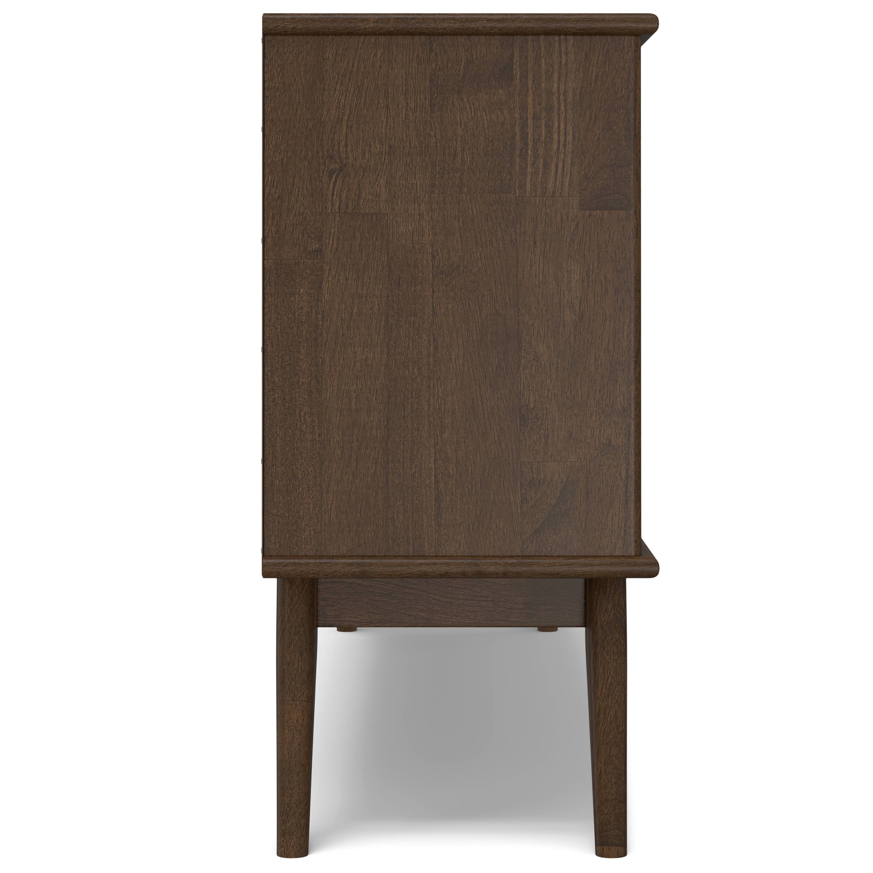 Alt View 1. Simpli Home - Draper SOLID HARDWOOD 30 inch x 64 inch Mid Century Modern Low Bookcase in Walnut Brown - Walnut Brown.