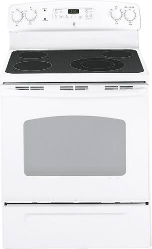 Front Standard. GE - 30" Self-Cleaning Freestanding Electric Range - White.