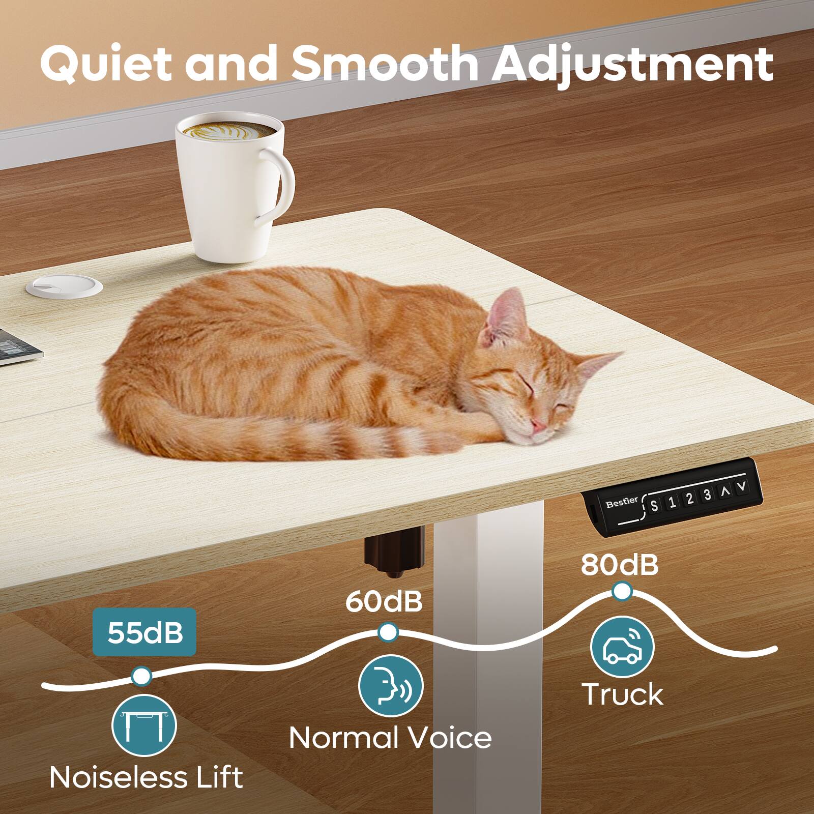 Quiet and Smooth Adjustment
Noiseless Lift
Normal Voice
60dB
80dB
Truck