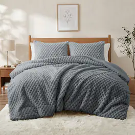 Peace Nest - Faux Rabbit Fur Comforter Set, Ultra Soft Down Alternative Bedding Set, King - Dark Gray