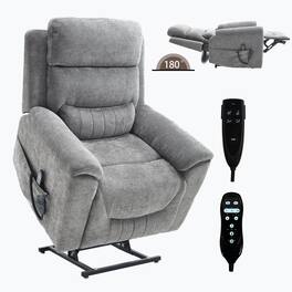 Boyel Living - Chenille Dual Motor Power Lift Recliner Chair, Infinite Position, 350 LBS, 8-Point Massage & Lumbar Heat - Dark Gray