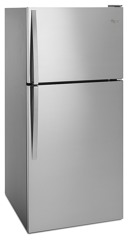 Angle View: Whirlpool - 18.2 Cu. Ft. Top-Freezer Refrigerator - Monochromatic stainless steel