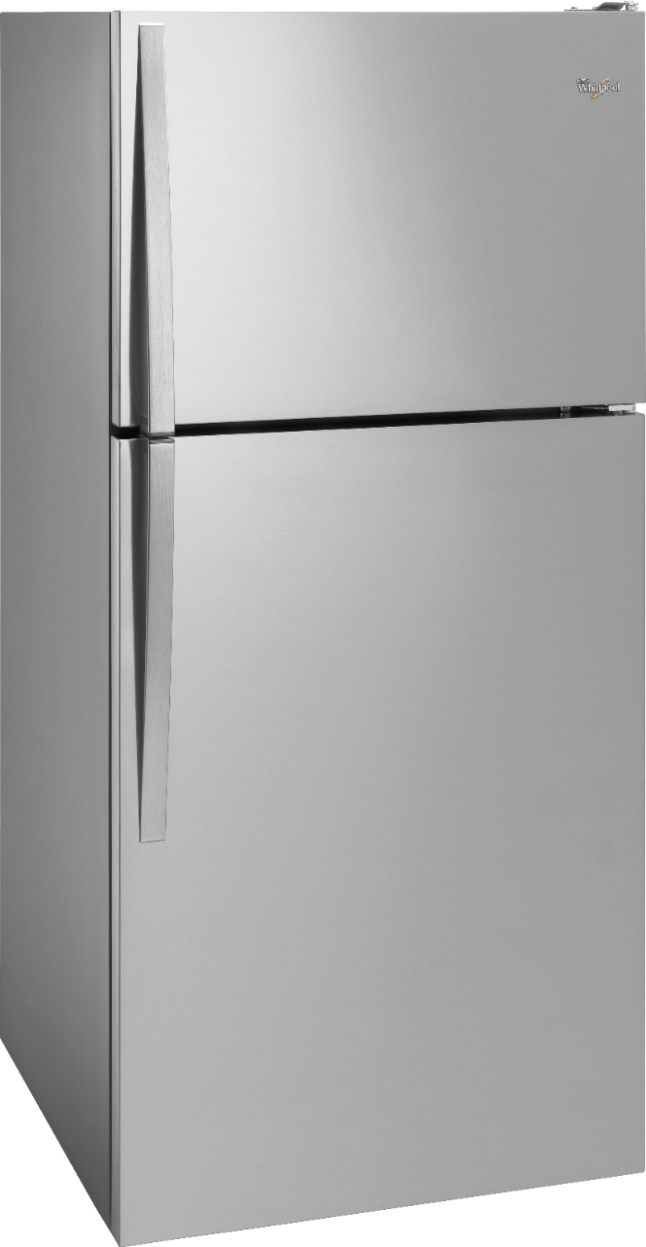 Angle View: Whirlpool - 18.2 Cu. Ft. Top-Freezer Refrigerator - Monochromatic Stainless-Steel