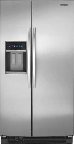 Front Standard. KitchenAid - 25.6 Cu. Ft. Side-by-Side Refrigerator with Thru-the-Door Ice and Water - Satina Stainless-Look.
