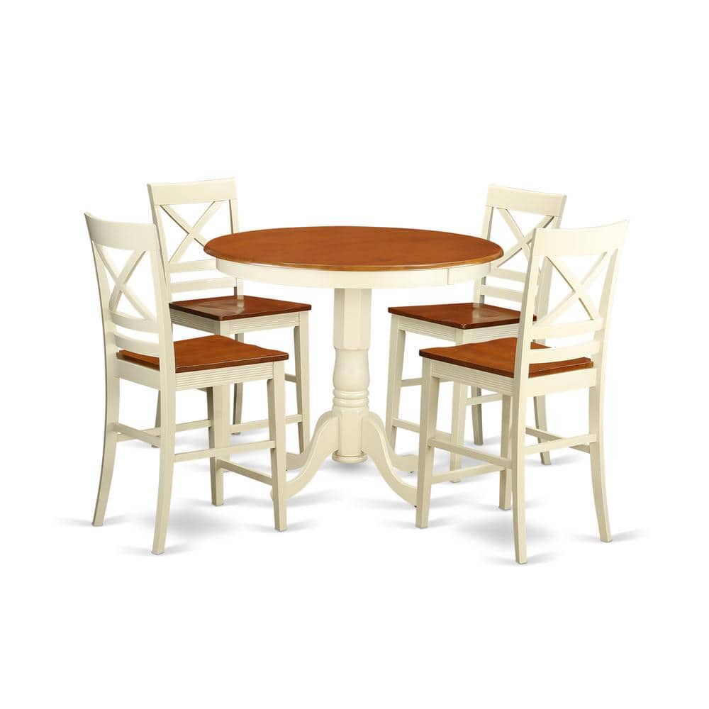 East West Furniture - 5 Pc counter height Dining room set-pub Table and 4 counter height Chairs - Buttermilk & Cherry price history on PriceWatchPro