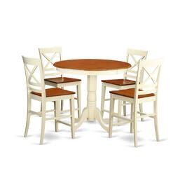 East West Furniture - 5 Pc counter height Dining room set-pub Table and 4 counter height Chairs - Buttermilk & Cherry