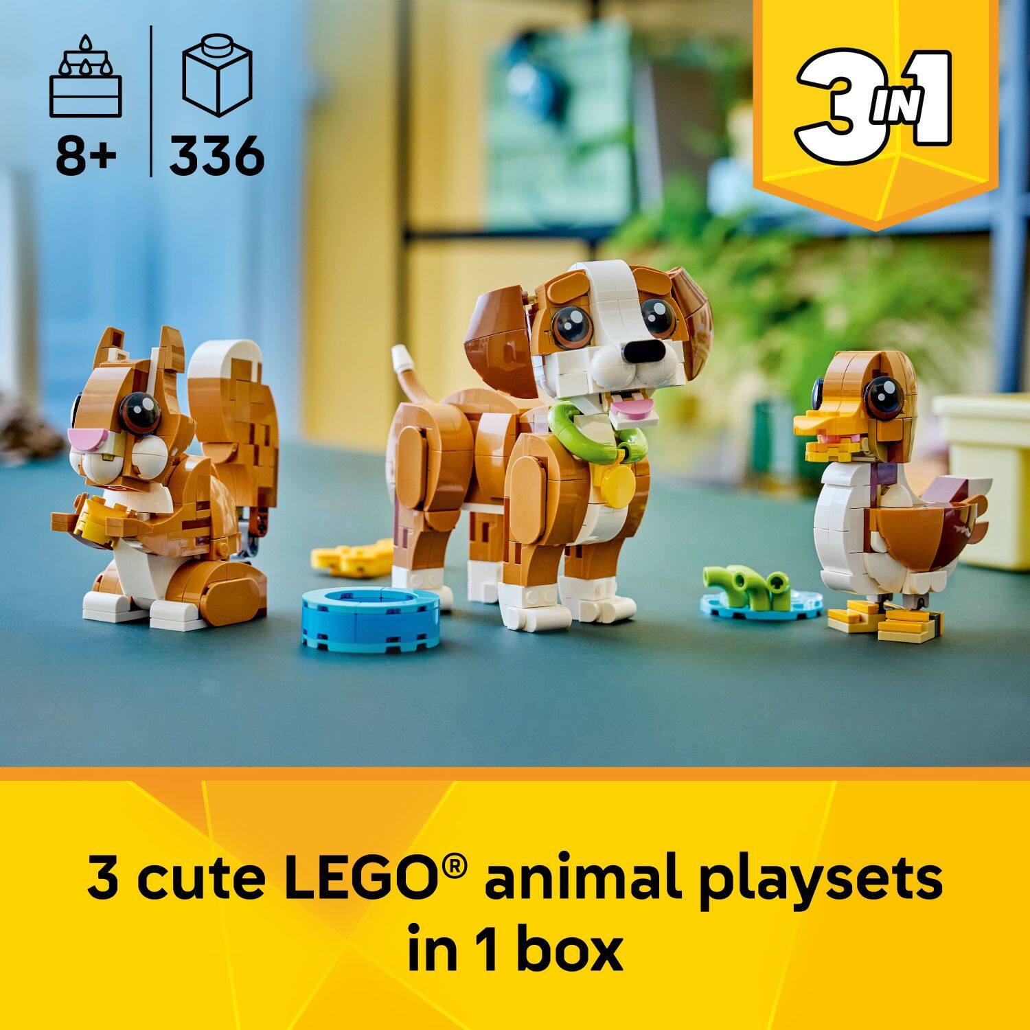 8+ 336  
3 cute LEGO® animal playsets in 1 box