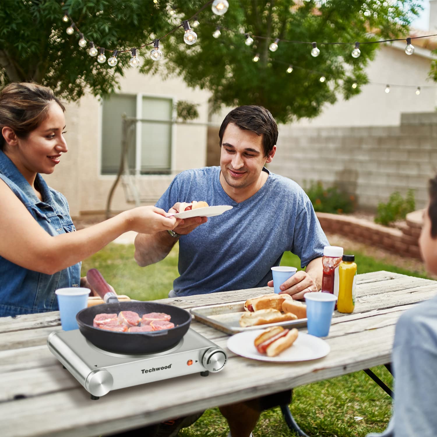 Alt View 3. Techwood - 1200W Electric Cooktops with Infrared Ceramic Single Hot Plate, Portable & Lightweight, 120V - Silver.