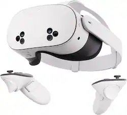 Meta - Quest 3S 128GB | Virtual Reality Headset Without Wires — Thirty-Three Percent More Memory — 2X Graphical Processing - White - Front_Zoom