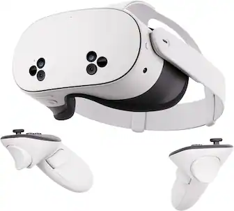 Front. Meta - Meta Quest 3S 128GB | Virtual Reality Headset Without Wires — Thirty-Three Percent More Memory — 2X Graphical Processing - White.