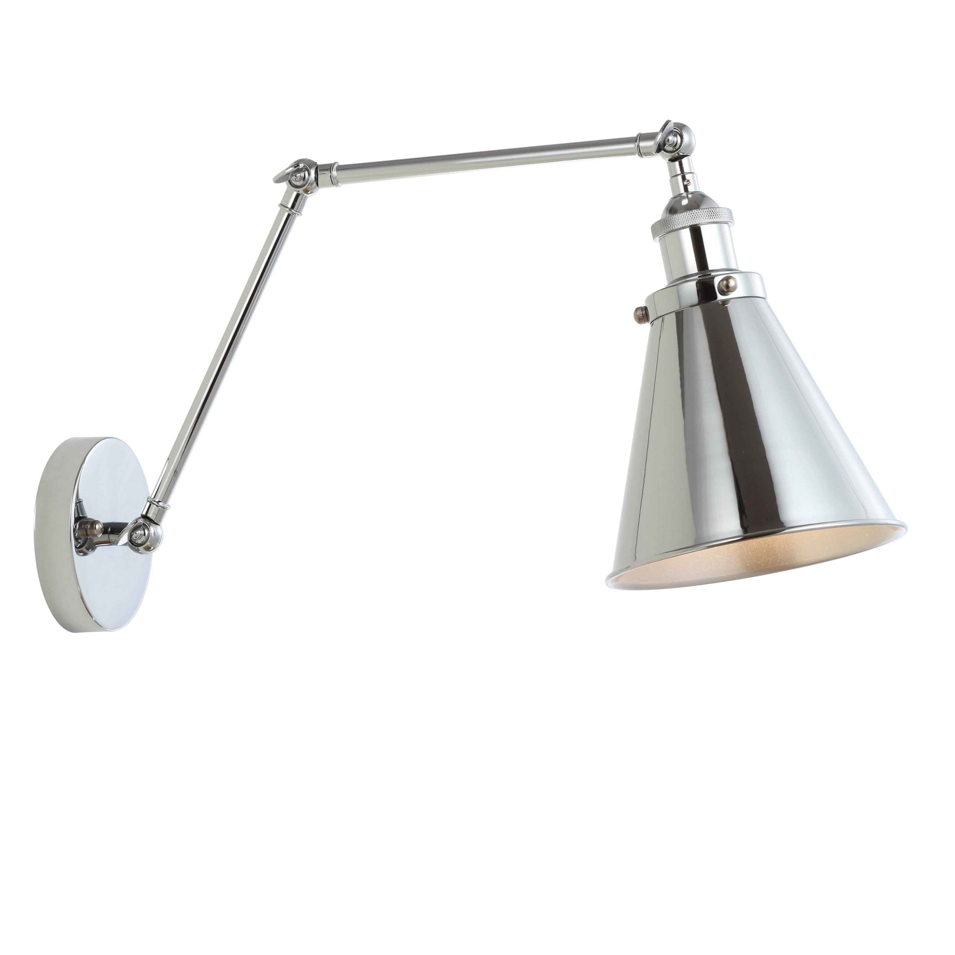 Alt View 6. Jonathan Y - Rover 7" Classic Industrial Metal Adjustable Arm LED Wall Sconce, Chrome - Chrome.