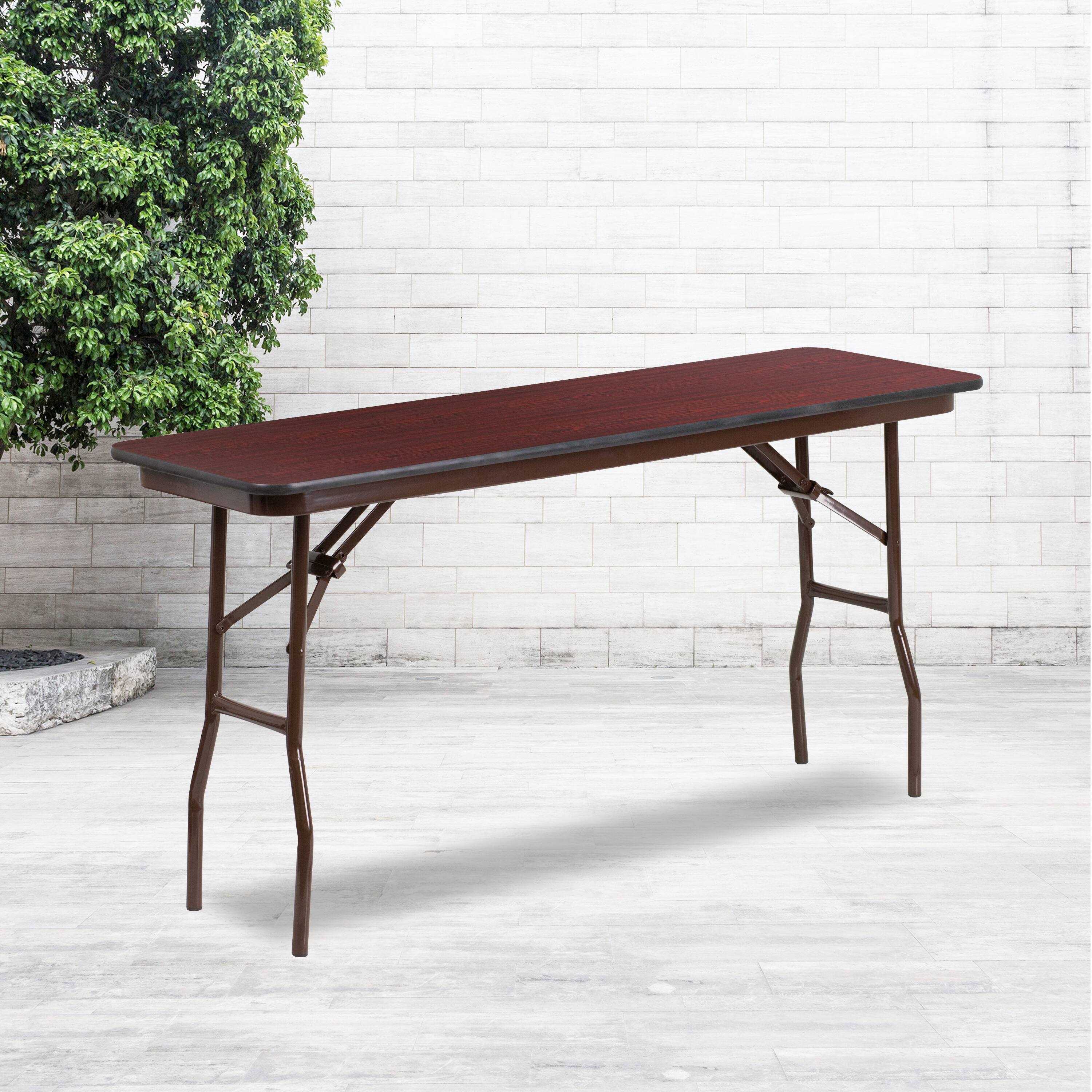 Alt View 11. Alamont Home - 5-Foot Mahogany Melamine Laminate Folding Training Table - Mahogany.