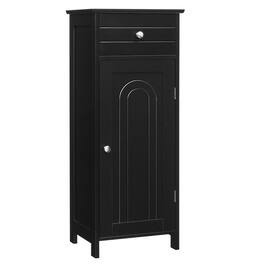Costway - Bathroom Storage Floor Cabinet Organizer Free-Standing w/ Drawer - Black