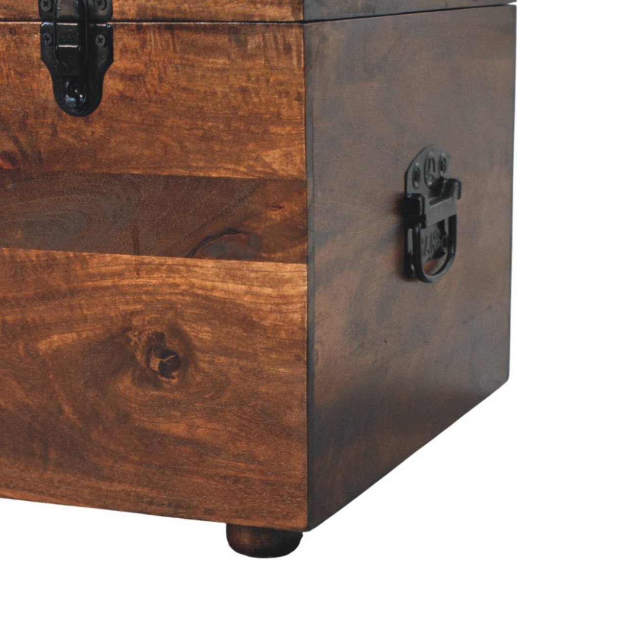 Alt View 4. Artisan Furniture - Artisan Furniture Solid Wood Brown Buffalo hide leather Storage Trunk, Upholstered, Dark Brown - Dark Brown.