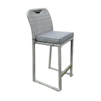 Front. Manhattan Lane - Mio Barstool Chair Set of 6, Thick Seat Cushion - Gray.