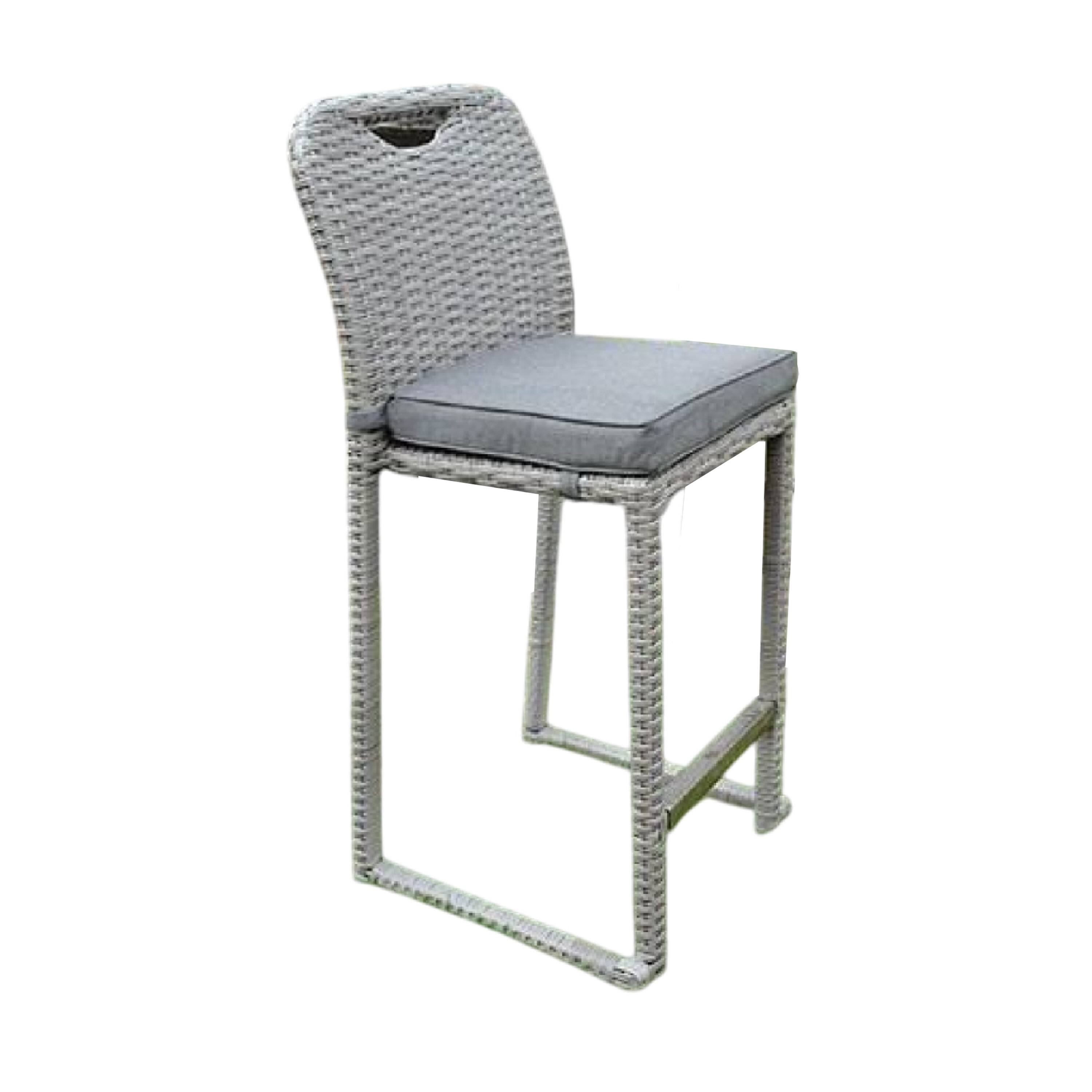 Front. Manhattan Lane - Mio Barstool Chair Set of 6, Thick Seat Cushion - Gray.