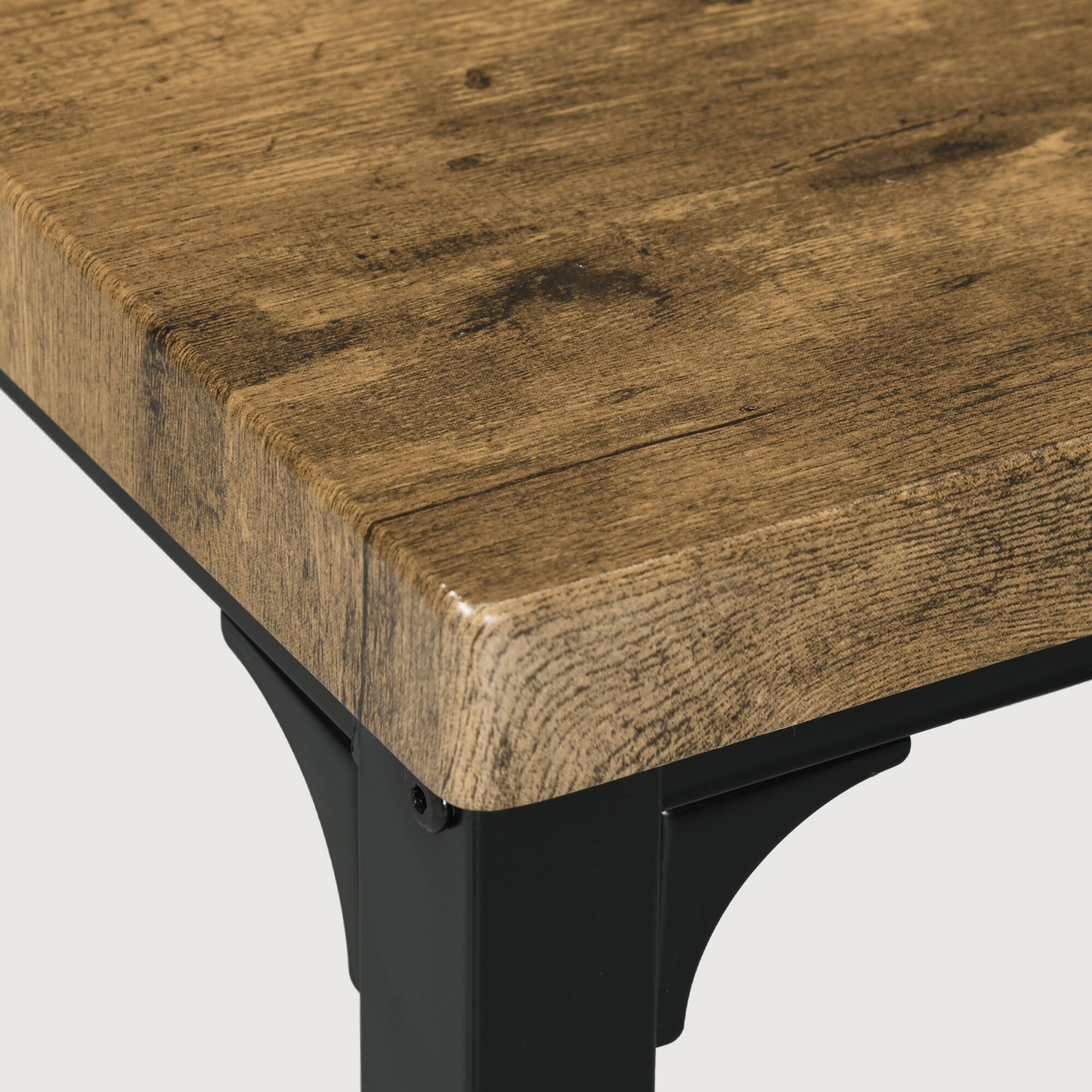 Alt View 4. Homcom - 3 Piece Dining Table Set for 2, Modern Kitchen Table and Chairs, Dining Room Set for Breakfast Nook, Small Space - Rustic Brown.