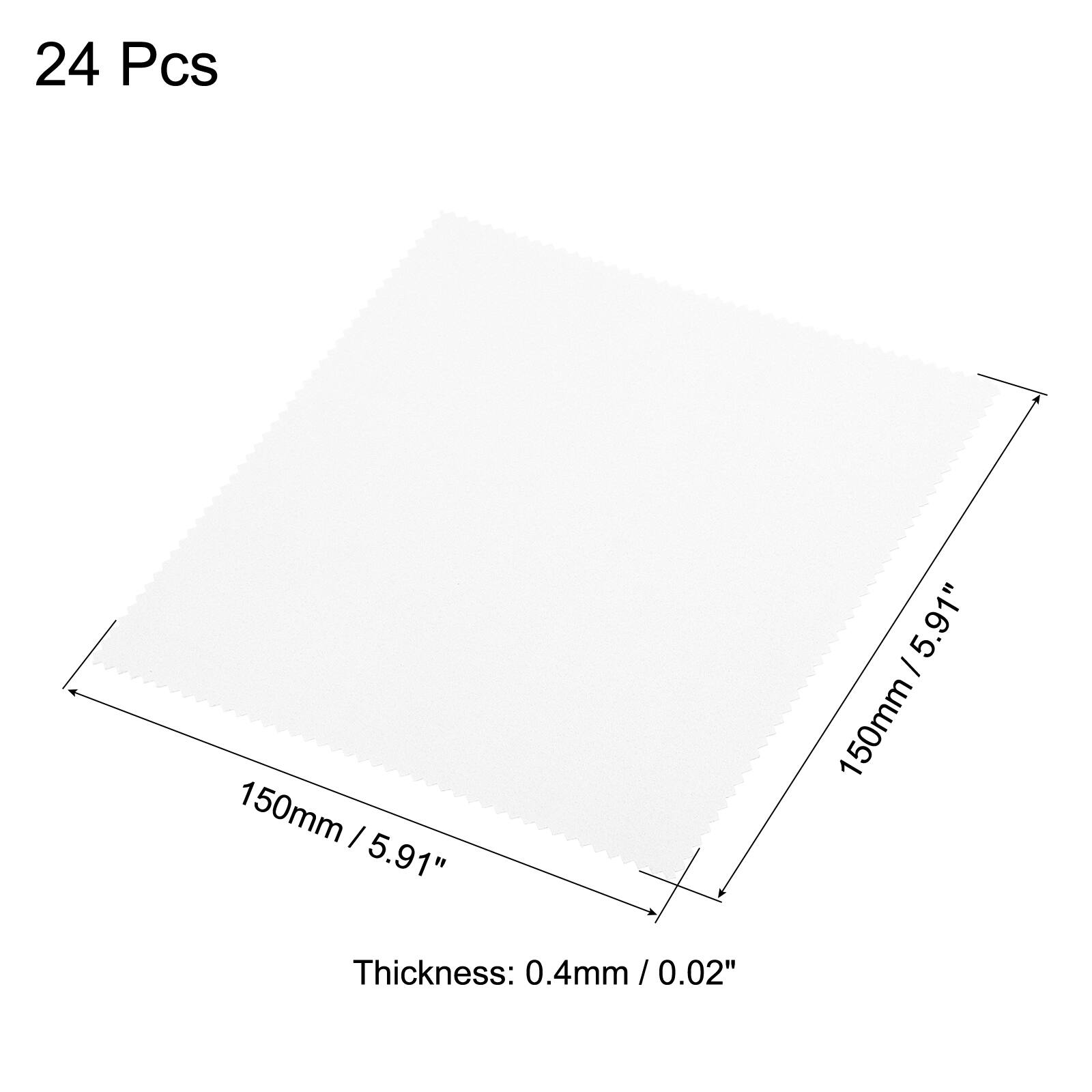 24 Pcs  
150mm / 5.91" x 150mm / 5.91"  
Thickness: 0.4mm / 0.02"