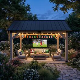 Mondawe - 10x12 ft. Cedar Wood Gazebo with Galvanized Steel Gable Roof– Buy Now & Get a Free Flag - Natural Wood