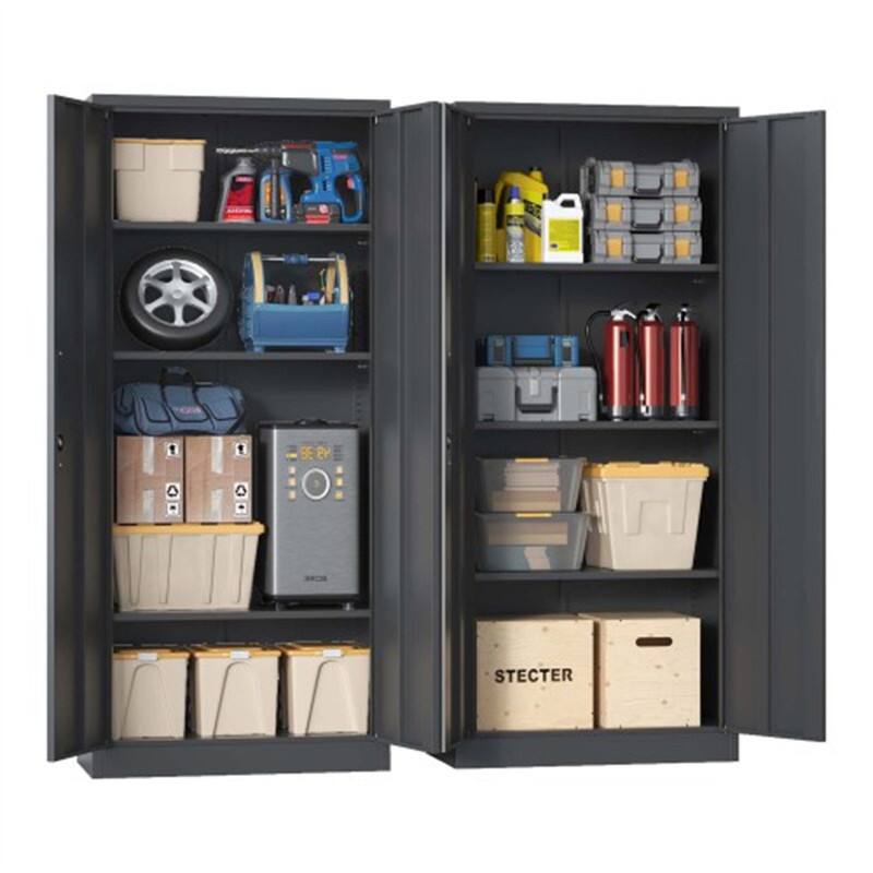 Alt View 4. HTUTWOO - Metal Garage Cabinet with Lock - 71"H Tool Cabinet with Doors & 3 Adjustable Shelves, Tall Lockable Storage for Home - Black.