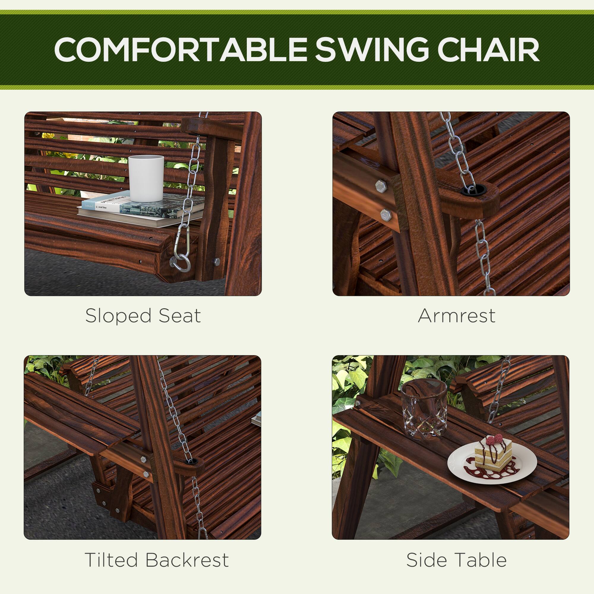 COMFORTABLE SWING CHAIR

- Sloped Seat
- Armrest
- Tilted Backrest
- Side Table