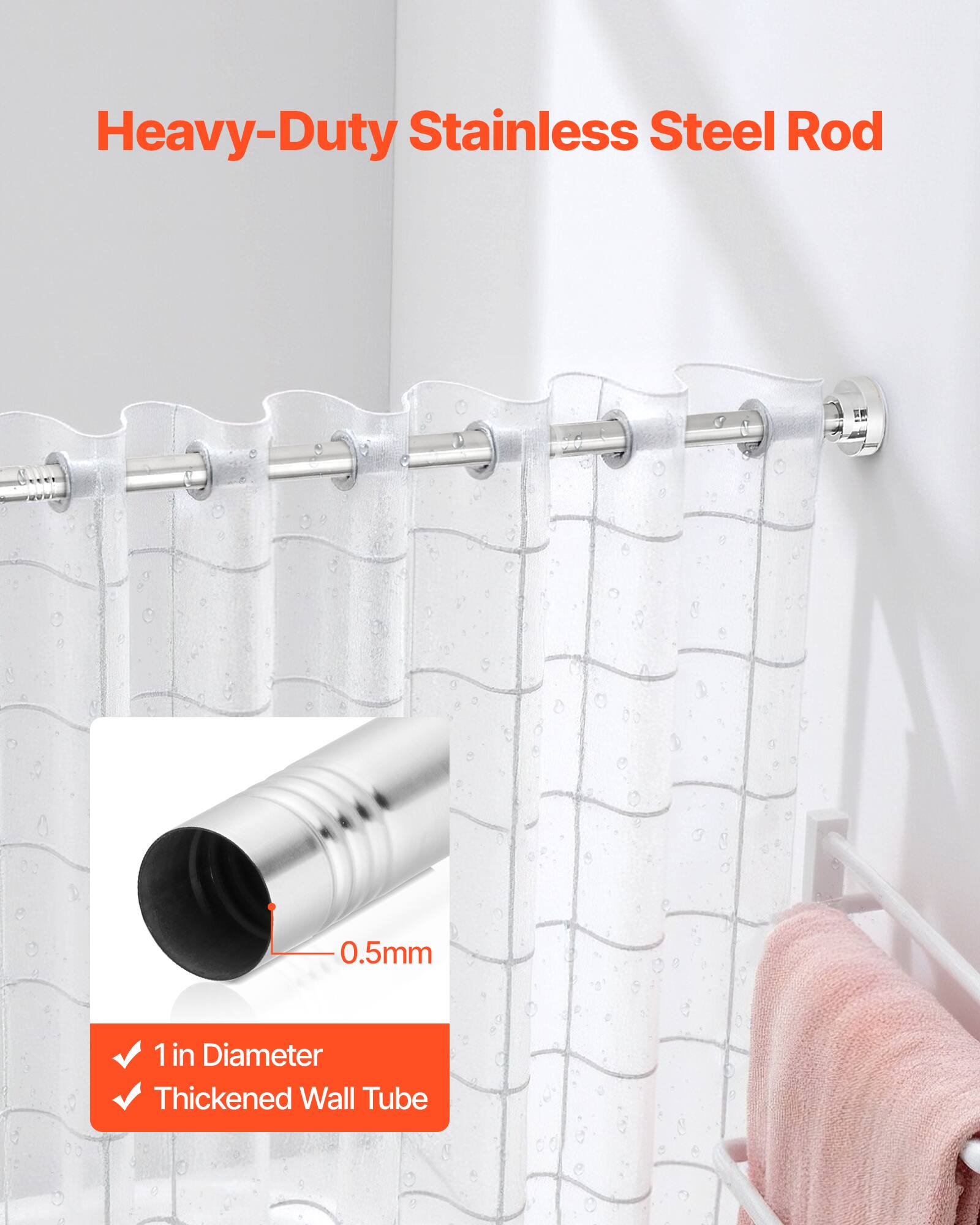 Heavy-Duty Stainless Steel Rod  
0.5mm  
1 in Diameter  
Thickened Wall Tube