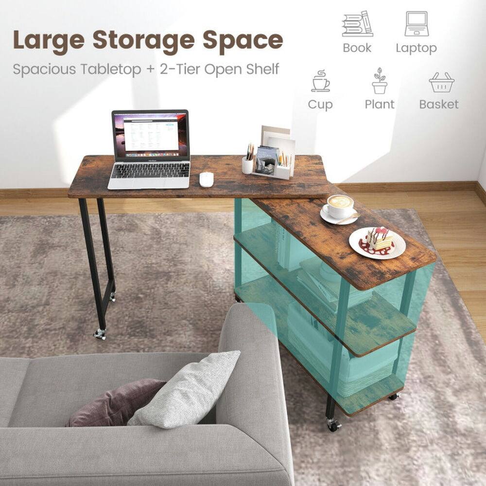 Large Storage Space  
Spacious Tabletop + 2-Tier Open Shelf  

Book  
Laptop  
Cup  
Plant  
Basket