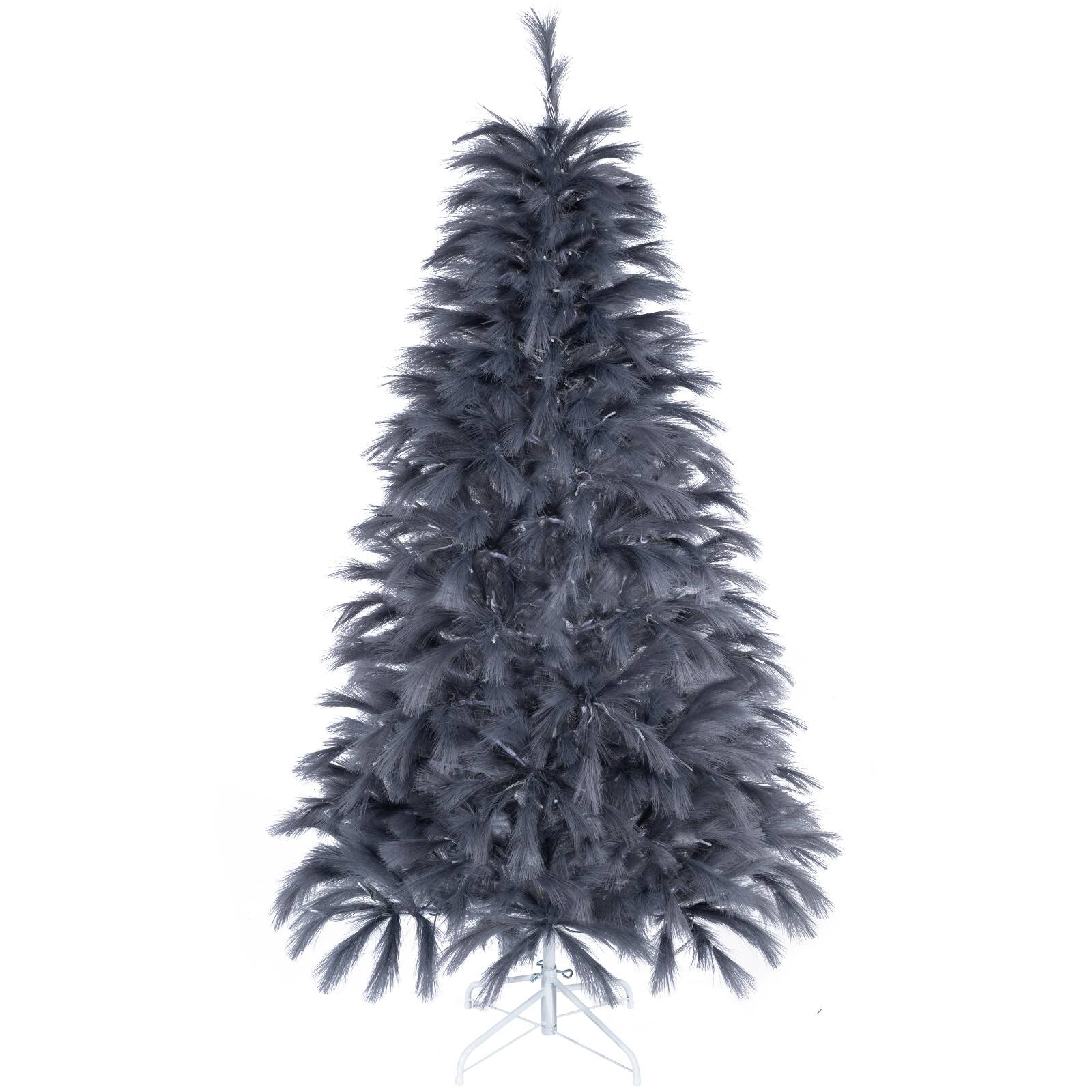 Alt View 9. Costway - Costway 6 ft Feather Christmas Tree with 430 Branch Tips, Threadlike Leaves, 200 LED Lights - Gray.