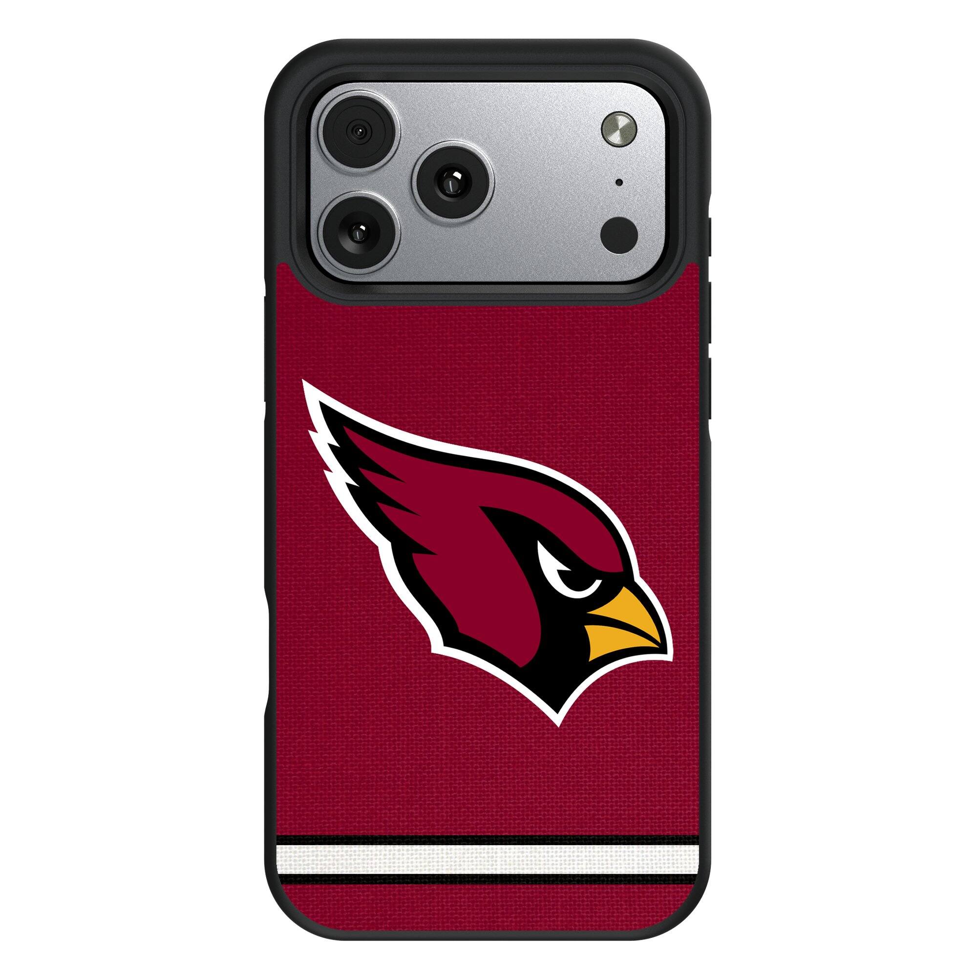 Front. Keyscaper - Arizona Cardinals iPhone Stripe Design Bump Case - 13 mini - Multicolor.