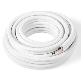 Costway - 50 FT Air Conditioning Copper Tubing Hose Extension for Mini Split AC Includes 1/4 inch & 3/8 inch O.D. pipes - White