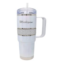 Nordic Company - Michigan Wolverines 32oz. MyBevi Rhinestone Hollywood Travel Mug - White
