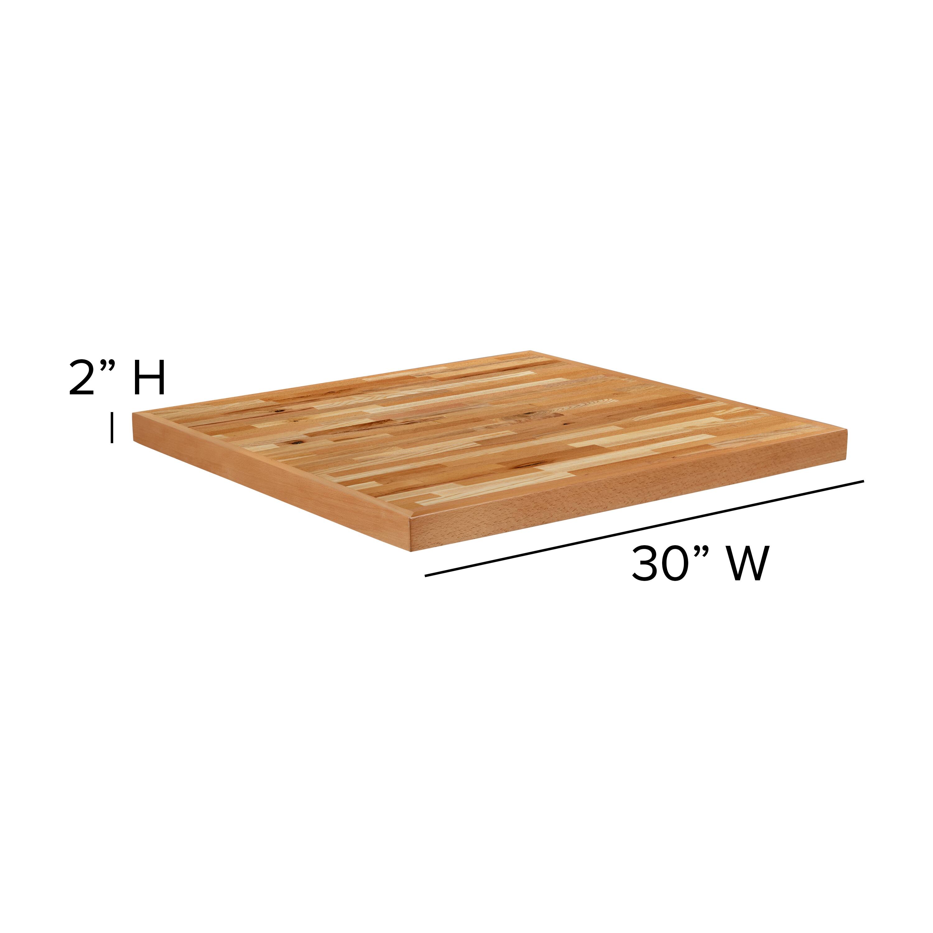 Alt View 3. Emma + Oliver - Square Butcher Block Style Table Top - Restaurant Table Top - Natural.
